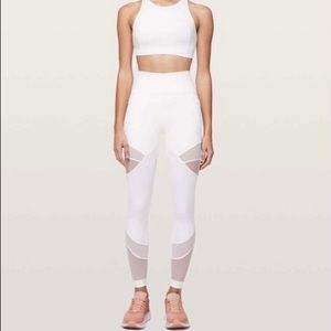 Lululemon White Leggings with cute mesh cutouts